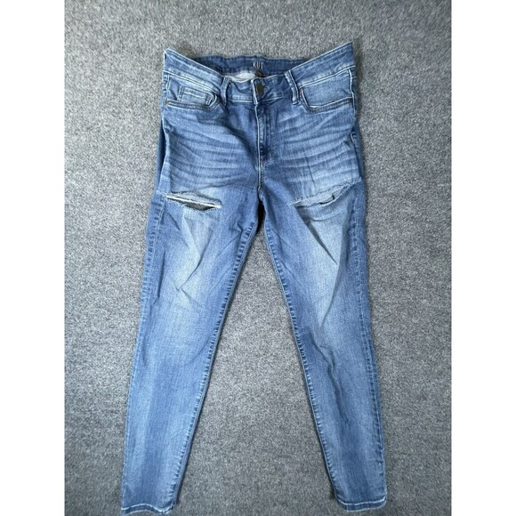 Kut from the Kloth Jeans Women’s 10 Blue Toothpick Skinny Distressed Stretch - Picture 1 of 10